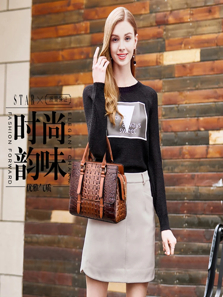 

Chu JJ High Quality Fashion Women's Genuine Leather Handbags Alligator Shoulder CrossBody Bags Fashion Women Tote Bags