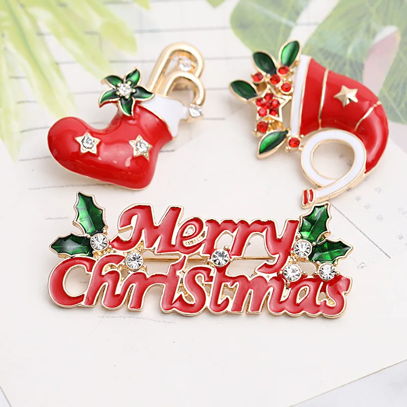 

Christmas Brooch Christmas stocking small bell Christmas Snowman Corydalis christmas tree Brooch gift Fashion Jewelry Brooches