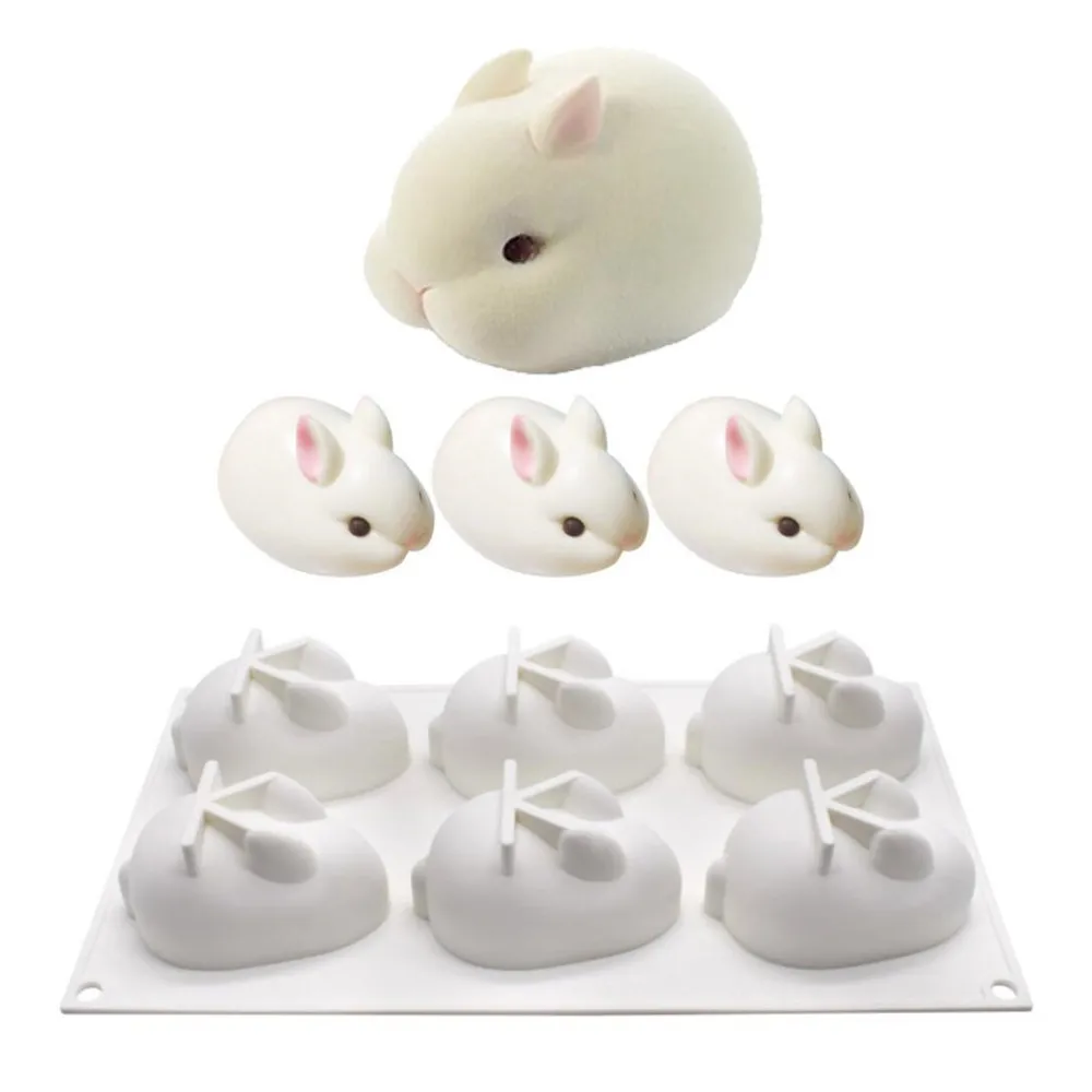 

New Cake Decorating Moulds Silicone 3D Bunny Rabbit Cake Molds Silicone Molds Silicone Form Baking Dessert Mousse 6 Forms