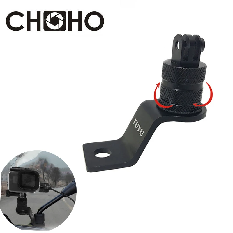 For Gopro Accessories Motorcycle Aluminum bracket CNC 360 Rotate rearview mirror Mount for Go Pro Hero 11 10 SJCAM Xiaomi Yi 4K