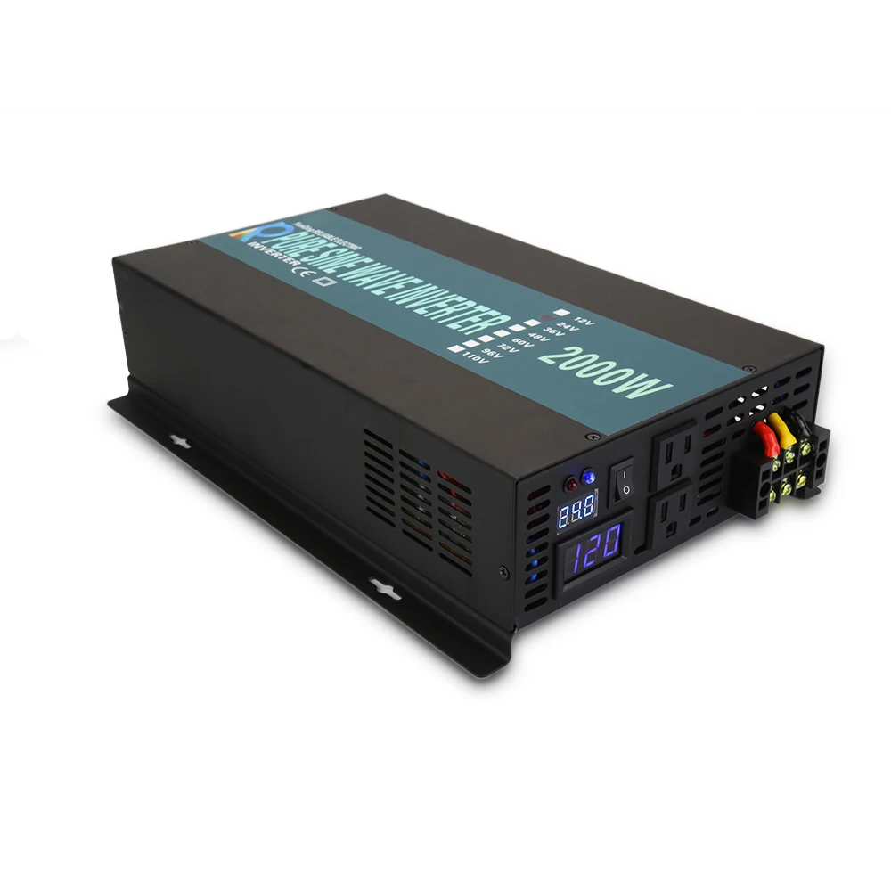

2000w Pure Sine Wave Solar Power Inverter Dc 12v 24v 48v To Ac 120v 220v Charger Car Converter Controller Home Display Off-grid