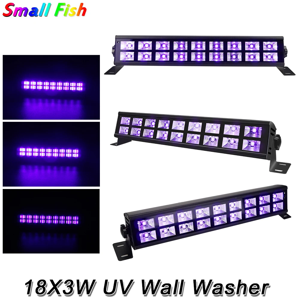 Светодиодный настенный светильник 18x3 Вт сценический s DMX УФ-цвет черный для бара