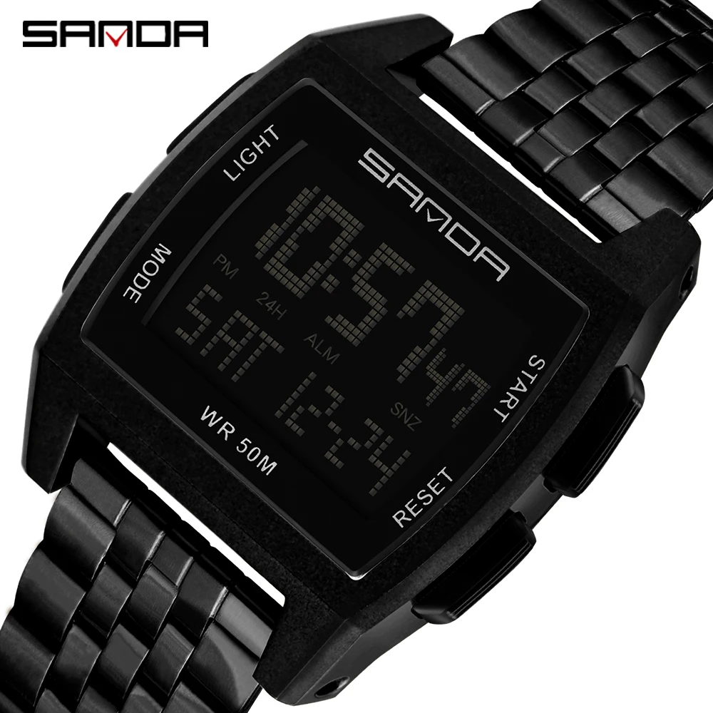 

SANDA 2002 New Luxury Men Quartz Watch Casual Men's Watches Fashion Waterproof Wristwatch LED Display Clock Relogio Masculino