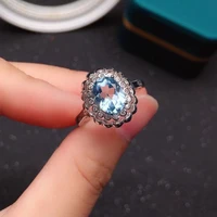 classic silver sky blue topaz ring for daily wear 7mm9mm natural topaz silver ring solid 925 silver topaz jewelry