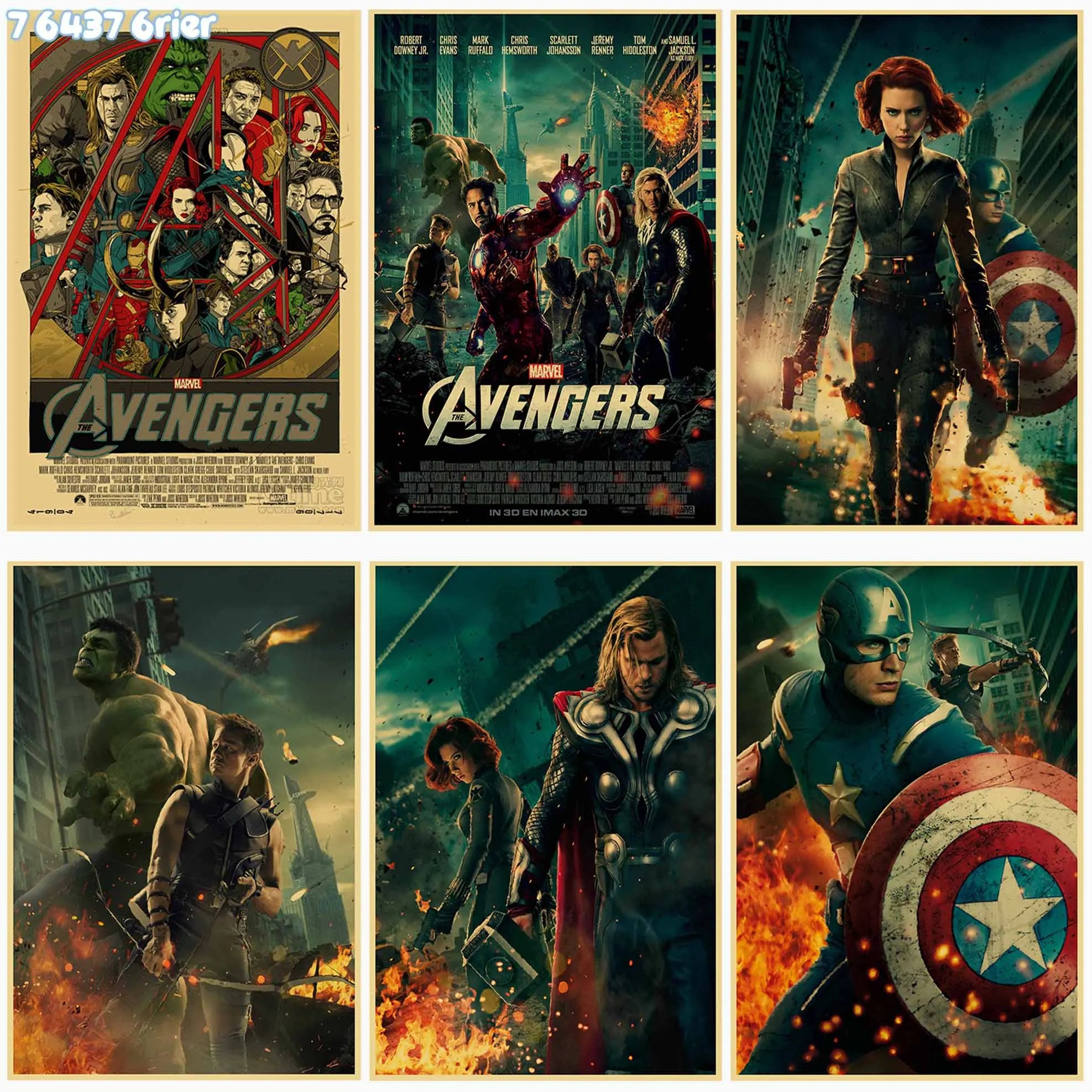 Ретро постер из крафт бумаги в старинном стиле Супергерой Marvel Мстители Железный