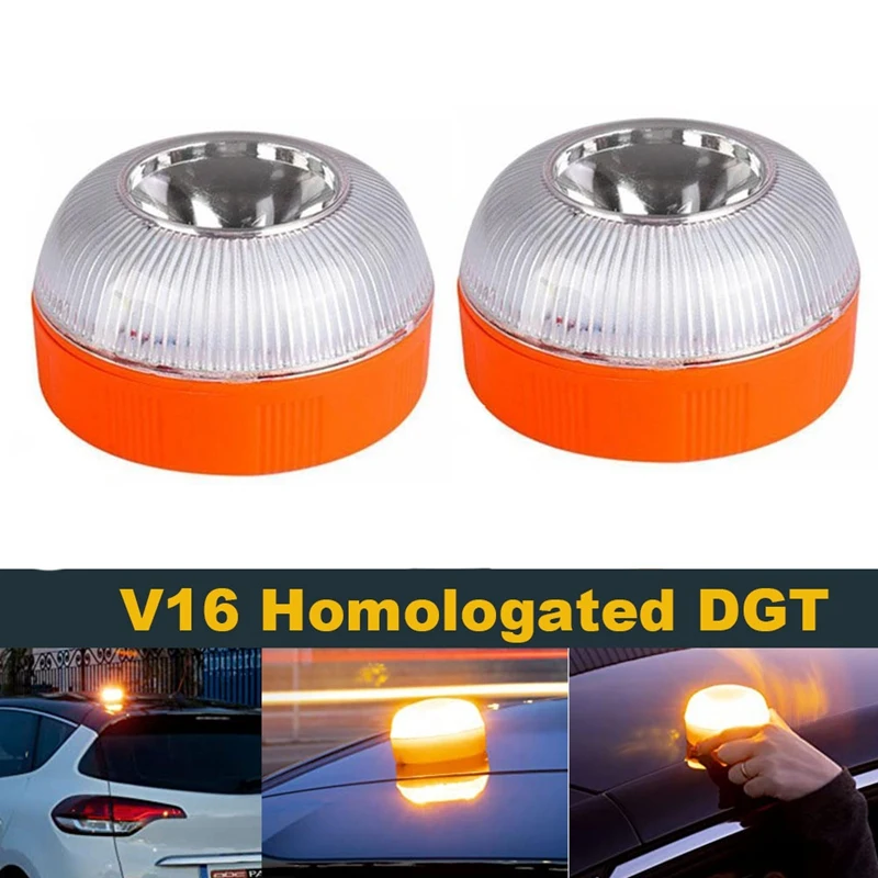 

2PCS Car Emergency Light USB Rechargable Emergency Beacon Light LED Road Flashing Warning Light for Boat Marine Truck