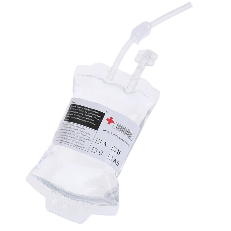 

HOT 350ml Reusable Blood Energy Drink Bag Transparent Medical PVC Material for Halloween Vampire Pouch Props