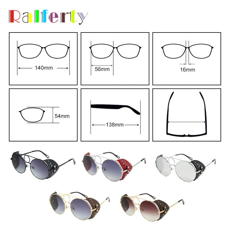 Мужские и женские солнцезащитные очки Ralferty винтажные готические кожаные в стиле