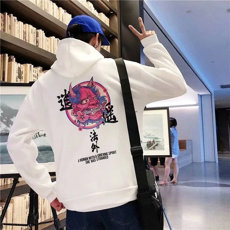 5XL модная Harajuku мужская толстовка с капюшоном Повседневная Черная хип-хоп толстовка с японским принтом уличная одежда верхняя одежда зимняя Толстовка
