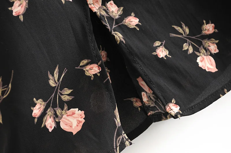 Bazaleas сексуальное черное мини платье с цветочным принтом и двойным разрезом