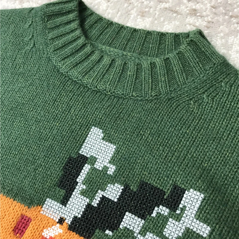 CHICEVER вязаный свитер с принтом для женщин круглый вырез длинный рукав свободный