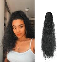 afro puff natural curly hairpiece drawstring ponytail extension fasle high synthetic pony tail corn wave tail for black women