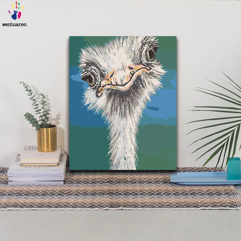 Diy краски по номерам картина живопись с комплектами Мультяшные животные Страус