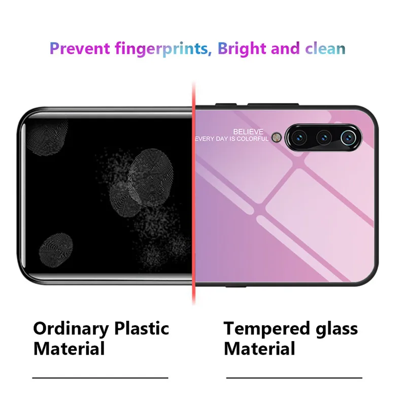 Чехол из закаленного стекла для Xiaomi Redmi Note 8 7 6 K20 Pro Глянцевый цветной чехол