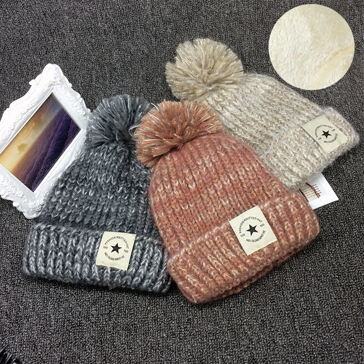 5 цветов родитель Детские шапочки с помпоном теплые помпоны из меха енота шапочка