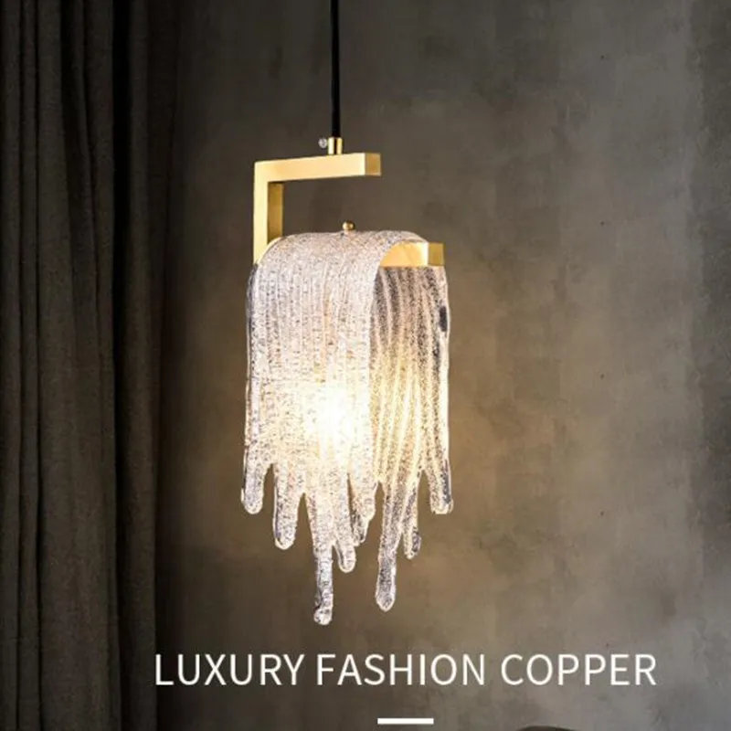 Bedroom Bedside Modern Chandelier Copper Bar Dining Room Hanging Lamps Glass Nordic Luxury Pendant Light Industrial E14 Base