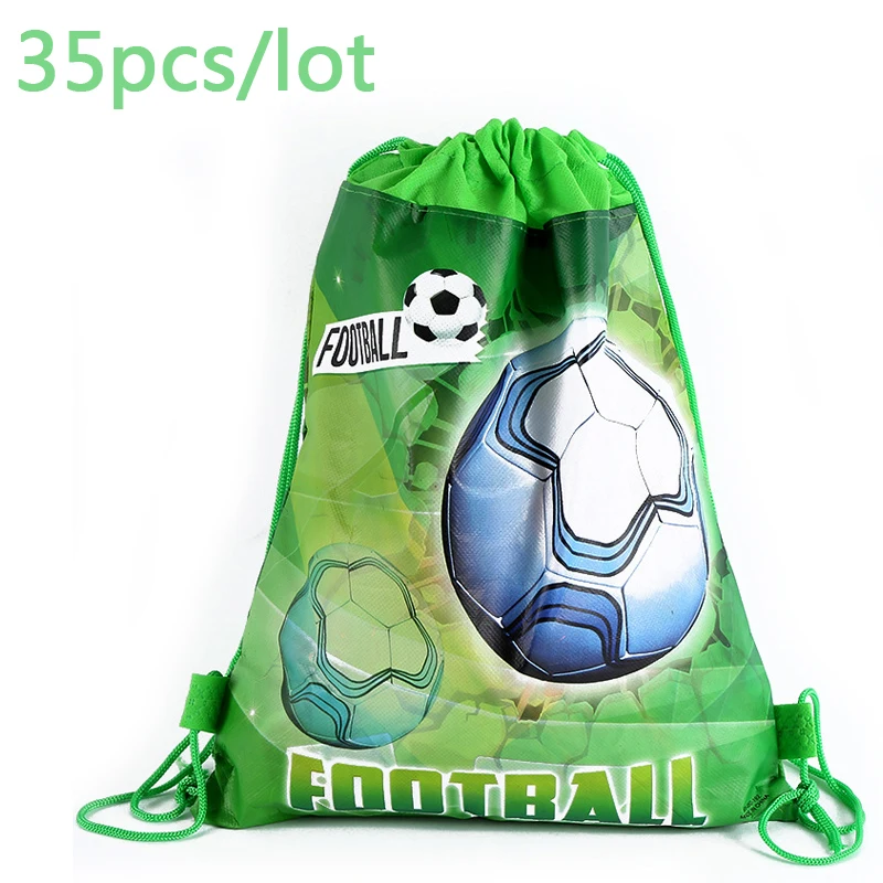 

35 шт. сувениры для мальчиков, футбольный тематический Mochila, нетканые ткани, украшение для дня рождения, Baby Shower, футбольные подарочные сумки н...