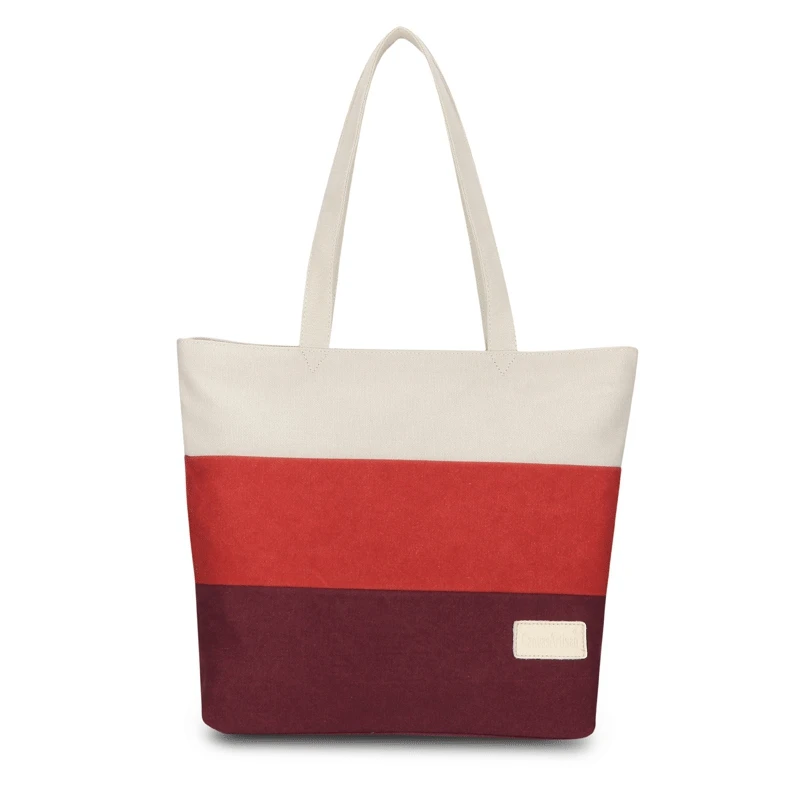 Weysfor Women Shoulder Bag Handbags Canvas Tote Travel Bags Stripe Shopping Bags Female Beach Shoulder Bags High Quality Canvas