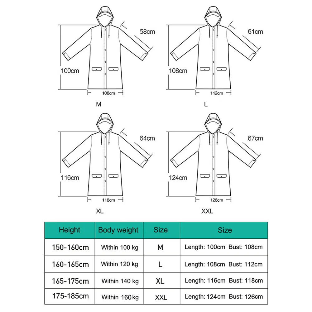 Прозрачный дождевик из ЭВА для мужчин и женщин непромокаемый дорожный плащ-пончо