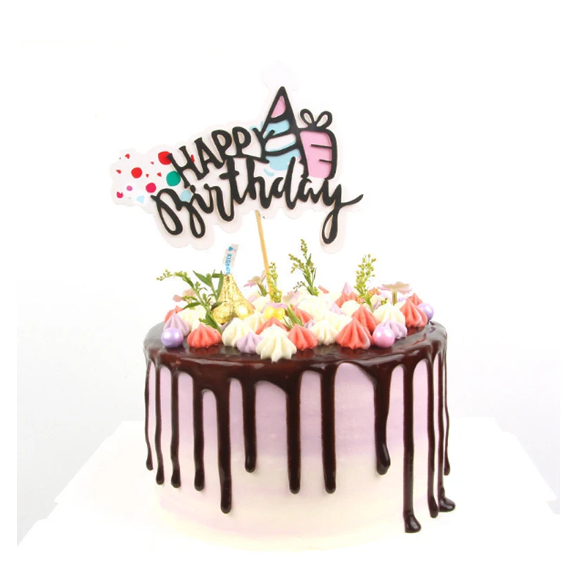 Новый красочный ручной росписью любовь Топпер для торта в форме сердца с днем