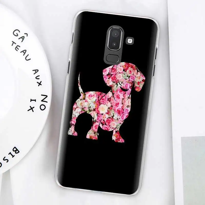 Dachshund Doxie Цветок Собака Щенок Чехлы для samsung Galaxy J4 Plus J6 Plus J8 J3 J5 J7 J5 Prime жесткий чехол