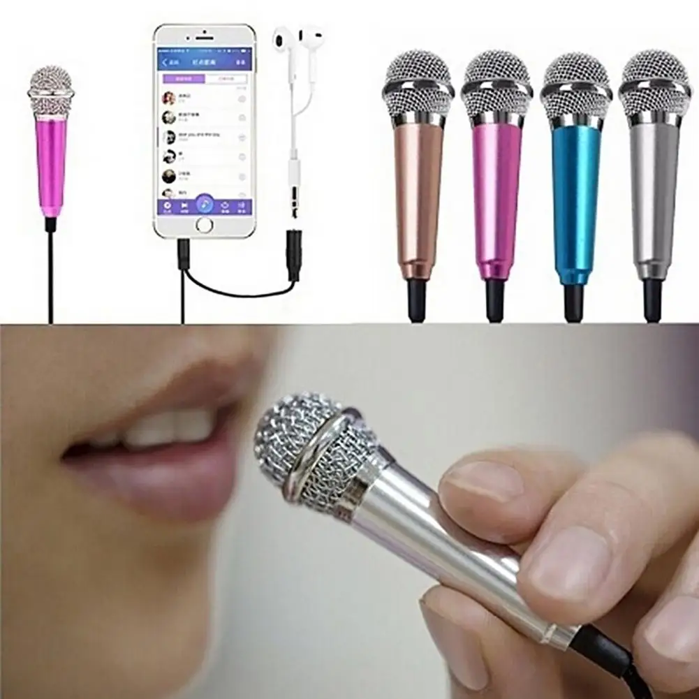 

Portable 3.5mm Stereo Studio Mic KTV Karaoke Mini Microphone For Cell Phone Laptop PC Desktop Small Size Mic