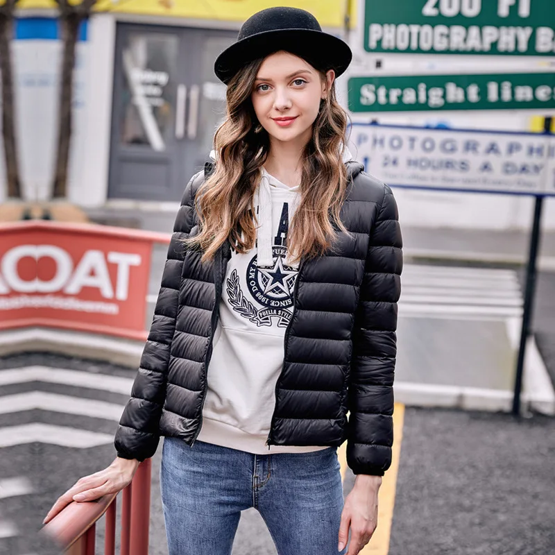 Ультра осенне-зимняя легкая женская куртка 20% на белом утином пуху короткая