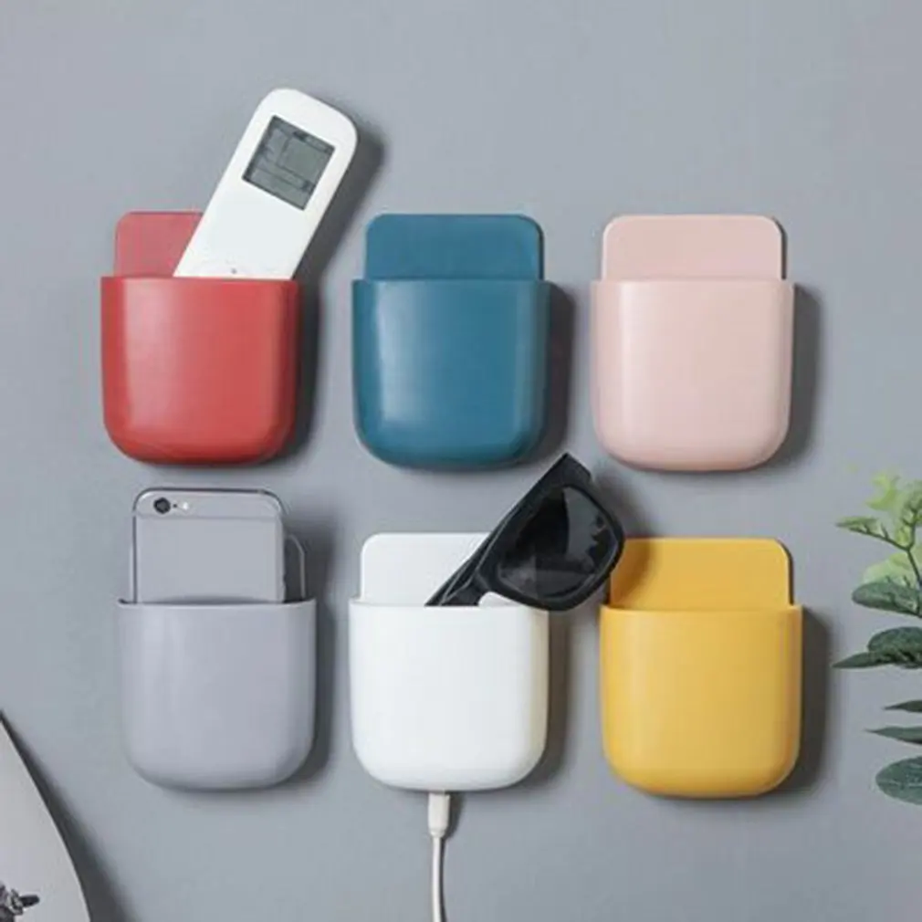 

Wall Mounted Storage Box Remote Control Storage Organizer Case For Air Conditioner TV Mobile Phone Plug Holder Self-adhesive