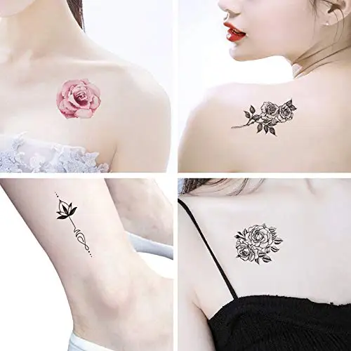30 SheetsTemporary Tattoos Stickers for Women - Rose Feather Animals Written Words Flowers and Butterfly Sticker Waterproofing