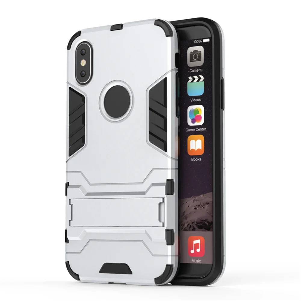 for iPhone 11 Pro X XS MAX XR 6 6S 7 8 Plus Hybrid PC TPU Tough Defender Armor Case Shockproof Stand Holder Phone Cover Shell |