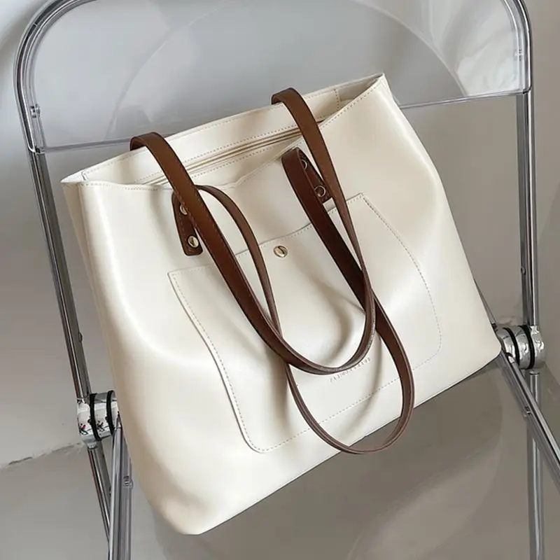 

Сумка-тоут женская из экокожи, модный саквояж большой вместимости в винтажном стиле, Дизайнерская Дорожная Сумочка для покупок