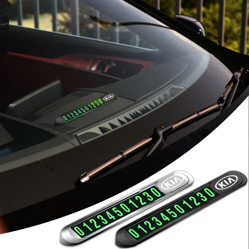 

Hidden Car Temporary Parking Card Metal Alloy Texture Phone Number Card Styling Stickers for Kia Ceed Rio K3 K5 Sorento Sportage