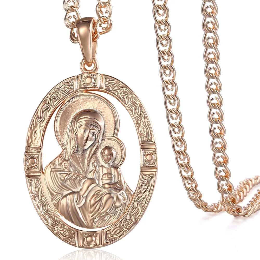 Davieslee женское мужское ожерелье с квадратным кулоном Mary 585 розовое золото
