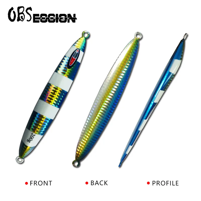 

OBSESSION Glow Slow Sinking jig lure 200g 1pcs 5pcs Luminous Lead Bait zebra Saltwater Jigging Lure Assist Hooks Fishing Tackle