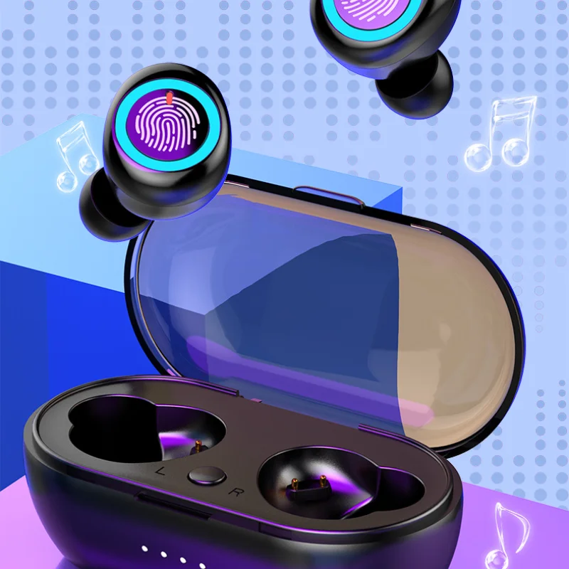 VYOPBC Y50 TWS Bluetooth 5.0 Headphone Wireless Sports Earphone IPX5 Waterproof Low Gaming Delay Headset with Battery Display |