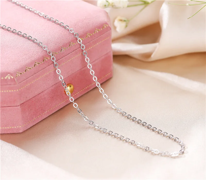 

Wholesale 10pcs 1.5mm Thickness S925 Sterling Silver Cross Link Chain Necklace O-Shaped Clavicle Chain Necklace Female