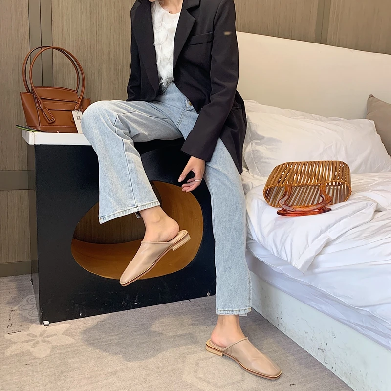 Женские летние тапочки женские мюли уличные однотонные Серебристые туфли на