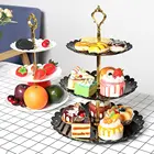 3-уровневая подставка для тортов, свадебные тарелки для послеобеденного чая, посуда для вечеринки, пластиковый поднос, 4 цвета, демонстрационная стойка, инструменты для украшения тортов