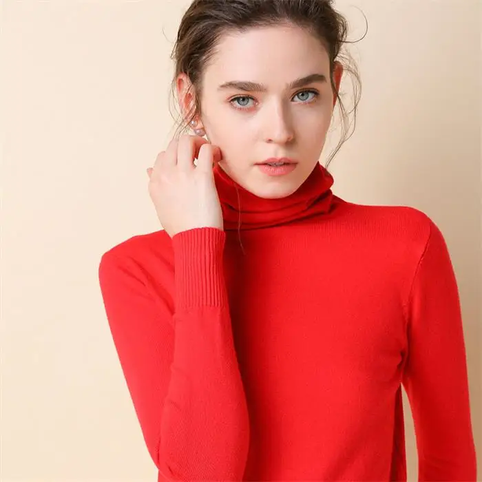red Gejas Ainyu осенне-зимний свитер женский свитер с высоким воротом Мода женский кашемировый свитер женский вязаный пуловер Топы - Цвет: red