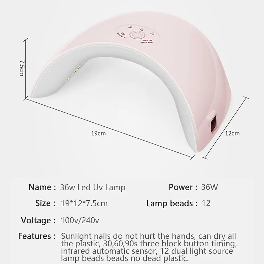 Яркая Гламурная 36 Вт быстросохнущая УФ лампа Светодиодная для маникюра Сушилка
