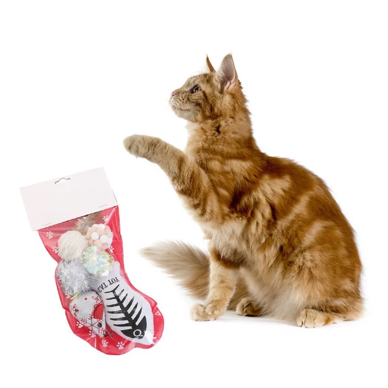 1Pcs New Christmas Cat Pet Sock Packing Toys Festive Puppy Variety Pack Toy Combination Set | Дом и сад