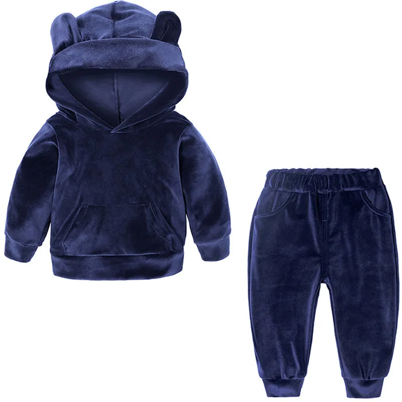 

Baby Boys Girls Velvet Hooded Clothing Set Kids Jacket Coat Pants Suit for Sports Suits Tracksuits Toddler Children Clothes Set