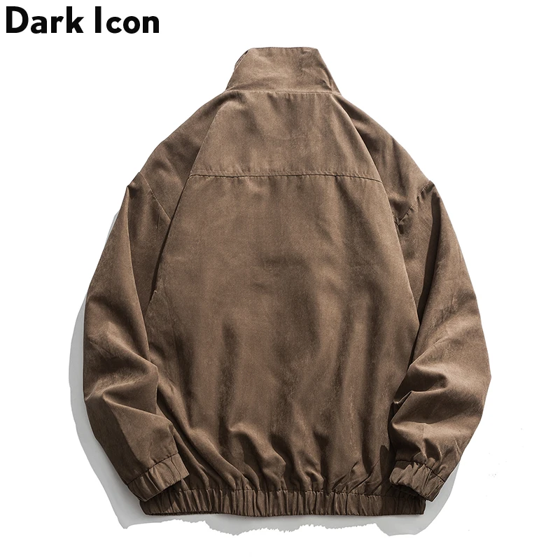 Мужская ветрозащитная куртка с передним карманом и стоячим воротником осенняя