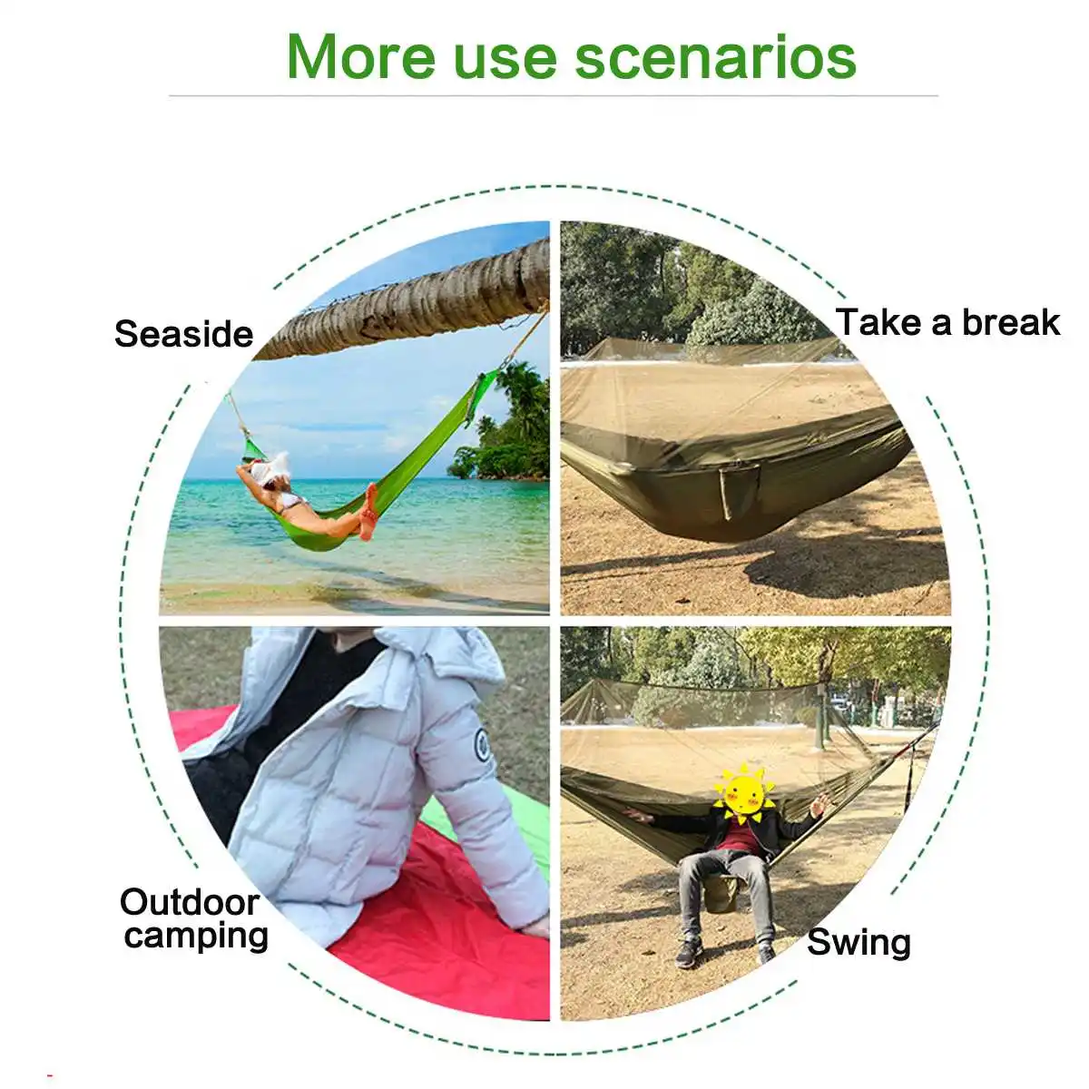 

Hammock Outdoor Camping Swing Bed Portable Sleeping Bed Max Load 150kg With Mosquito Net 1-2 Person Outdoor Mosquito Net