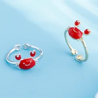 s925 sterling silver crab ring cute fashion personality opening niche design index ring love rings women 925 sterling silver