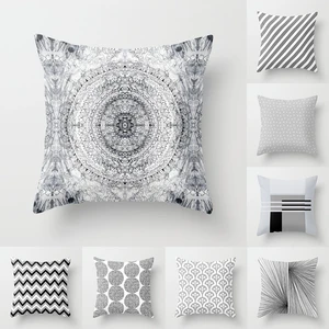 DIMI Home Decorative Pillows Stripe Cushion Cover Polyester Nordic Geometric Pillow Cover Geometry Linen Grey Pillow Case