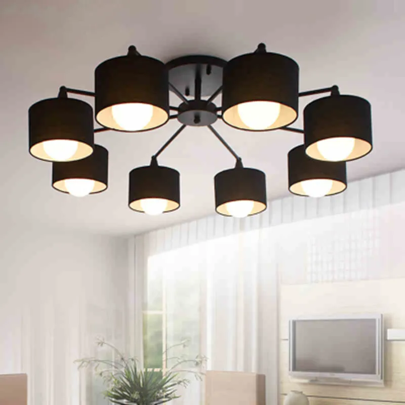 

Japaness Ceiling Lights With Cloth Lampshades For Foyer White Lamparas de techo Surface Mounted Bedroom Lighting
