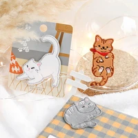 1 piece embroidered cute black cat patches clothes bags diy applique embroidery parches iron on patch for clothes caps