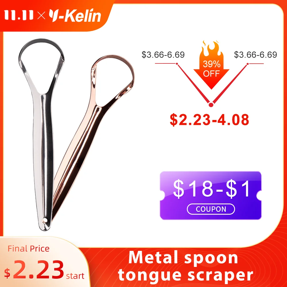 

Y-Kelin Hot Sale Stainless Steel Tongue Scraper Metal Cleaner Reusable & Eco-friendly Brush Fresh Breath Oral Care