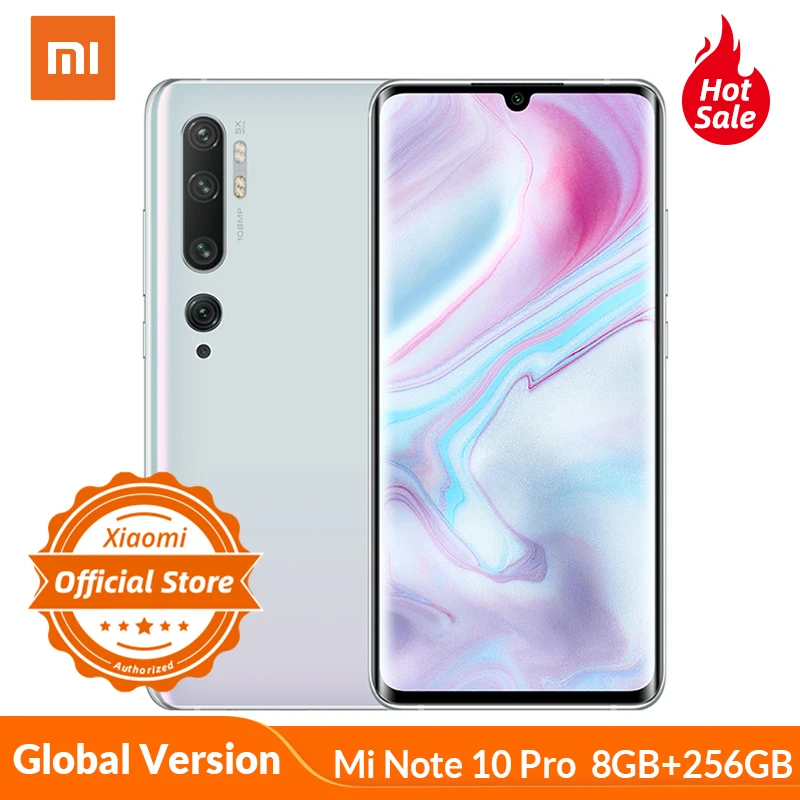 Xiaomi mi Note 10 Pro глобальная Версия 8 Гб 256 ГБ 108MP Penta камера Смартфон Snapdragon 730G 5260 мАч